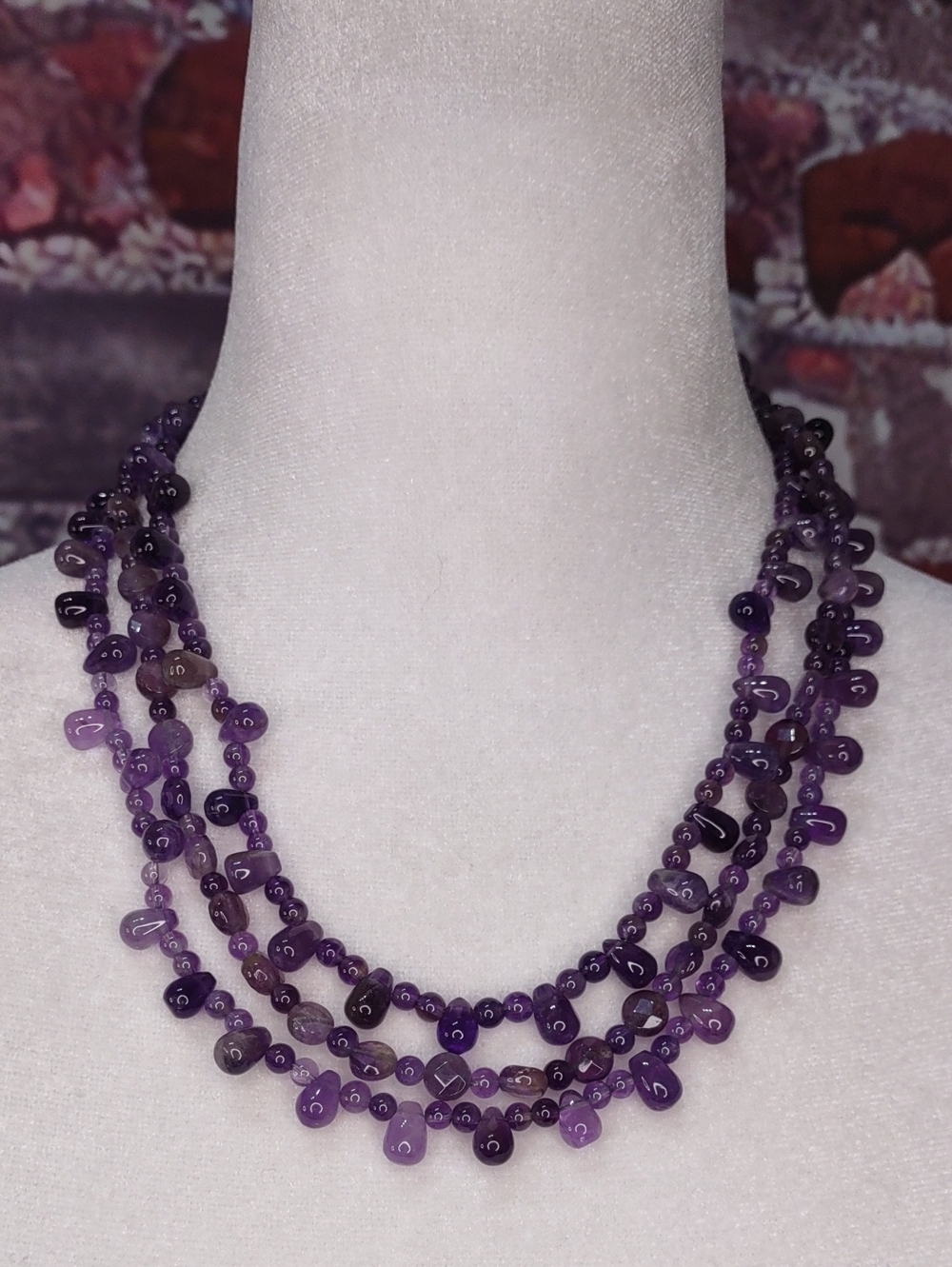 Jay King Triple Strand Amethyst Gemstone Necklace